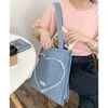 Borda áspera denim mulheres bolsa de ombro amor coração em forma de pano bolsa grande saco de compras feminino livros escolares tote eco bolsa de lona 231226