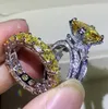 Choucong varumärke par bröllop ringar lyxiga smycken 925 sterling silver stor prinsessa klipp guld topaz cz diamant ädelstenar parti wo8125715