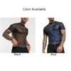 남자 T 셔츠 섹시한 블링 티셔츠 탑 짧은 슬리브 스팽글 투명한 반짝이는 메쉬 여름 남성 블라우스 클럽웨어를 통해보세요