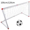 106120cm indoor ao ar livre mini crianças futebol gol post net conjunto com bomba de bola crianças futebol esporte brinquedo tamanho oficial 231225