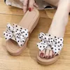 Slippers Thick Bottom Wedges Women Boho Style Polka Dot Print Bow Open Toe Sandals Fashion Platform Sweet Heart Flip Flops Beach