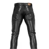 Calça masculina gótica steampunk pu couro preto motocicleta rock roll calça legging slim plus size 231225