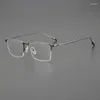 Solglasögon ramar Pure Titanium Ultralight Semi Rimless Glasses Frame For Men Business Rectangle Optical Gyeglasses Male Half Frameless