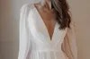 Abito da sposa a trapezio con strascico in chiffon a maniche lunghe abiti da sposa DL-10009