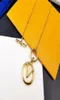 Europe America Designer Fashion Style Necklace Lady Women Gold-colour Pendant Necklaces Hardware Engraved V Pendant Jewelry Sets Lover Gift6607368