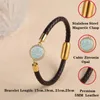 Bracelets de charme Simple rond coloré opale cuir corde bracelet brillant cubique zircone bracelets de poignet pour femmes fille exquis bijoux cadeaux