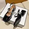 Klänningskor stängda 2024 Casual Heels Mary Jane Sandals Ladies Square Toe Navy Blue Pumps Senaste bekväma 5 cm lolita afrikanska remmar