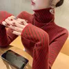 Pulls pour femmes Yuqi Turtle Neck Cashmere Pull Femmes Coréen Rayé Slim Chaud Tricoté Pull Hiver Outwear Chemise Femme