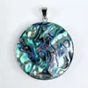 Circle Round Pendant Abalone Natural Blue Green Paua Shell Peacock Abalone Ocean Resort Gift 5 Pieces224w