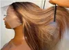 30 Inch Highlight Colored Lace Front Wigs Straight Human Hair Wigs Pre Plucked Ombre Honey Blonde Lace Frontal Wig For Women Bob S9423116