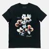 T-shirts pour hommes T-shirt violet coupe régulière col rond tissu en coton jacquard classique lâche fleur T-Shirt noir