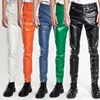 Мужские кожаные брюки 5 цветов, узкие модные брюки из искусственной кожи, тонкие брюки для вечеринок, 231225