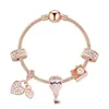 Strands rose gold romantic balloon beaded bracelet diy fashion girl diamond-encrusted heart pendant bracelet308T