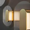 Lampa ścienna nowoczesne eliptyczne okrągłe szklane szklane loft złoty metal do sypialni foyer schody korytarzowe.