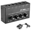 Förstärkare HA400 4 -kanaler mini stereo hörlurarförstärkare med kraftadapter USA/Storbritannien/EU/AU