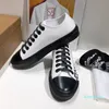 2023 casual schoen dames tweekleurige katoenen gabardine flats schoen bedrukte geruite geruite canvas trainers van kalfsleer