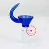 Colorful Glass Smoking Bubbler 14MM 18MM Male Joint Dry Herb Tobacco Filter Bowl Upward Bull Horn Handle Oil Rigs Waterpipe Bong DownStem Funnel Cigarette Holder