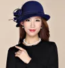 Stingy Brim Chapéus Lady Chic Flor Assimétrica Cloche Cap Mulheres 100 Lã Feltro Fedora2657107