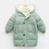 Çocuklar ceket bebek erkek ceketler moda sıcak kızlar kapüşonlu 3-10 yaşında genç çocuklar kalın uzun dış giyim çocuklar kış kıyafetleri 231226