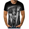 T-shirt à col rond avec impression numérique 3D de crâne, vêtements à la mode pour hommes