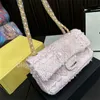 Chain Women Woven Luxury Button Brand Base Celebrity Bag Gold Crossbody Wool Single Swo Show a 25 cm CF