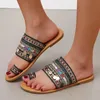 FLOPS BOHEMIAN Etnic Women Slippers Sandálias Femininas Gregas Femme Lantejas Antislip Flips Sapatos de Flipflops ao ar livre de verão