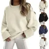 Damskie bluzki elastyczne sweter przytulny streetwear luźne dzianiny z żebrowanym wykończeniem dla kobiet jesienne zimowe okrąg