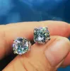 Vecalon El Yapımı 4 Pençe Küpe 3CT Dianond 925 STERLING Gümüş Nişan Düğün Sapı Küpe Kadınlar Men1142365858286