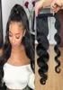 Wrap Around Ponytail Human Hair Brazilian Body Wave Pony Tail Remy Hair Clip i Extensions for Women4196011