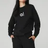 Al Women Yoga Outfit 완벽하게 대형 스웨트 셔츠 스웨터 느슨한 긴 소매 작물 최고 피트니스 운동 승무원 목 블로우 체육관