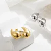 Waterdrop Chunky Hoop örhängen dupes för kvinnor Lätt guldpläterad slät rostfritt stål ihåligt tårfall örhänge smycken 231225