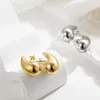 Waterdrop Chunky Hoop Earrings For Women을위한 속담 가벼운 금도금 부드러운 스테인레스 스틸 강호 눈물 드롭 이어링 보석 231225