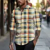 Men's T Shirts Spring Summer Casual Plaid Print Lapel Long Sleeve Shirt Top Clothing And Offers