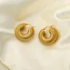 Uworld Stylish 18K Gold Plated Stainless Steel Hoop Earrings For Women Unique Snail Shell Hollow Earrings Jewelry Accessories 231225