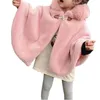 Toddler Baby Girls Cute eat Poncho Faux Fur Hooded Cape Cloak Thicken Fleece Jacket Coat Winter Outerwear Little 231226