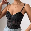 Damen Tanks Sexy Frauen Camisole Floral Strappy Weste Crop Top Sommer ärmellos V-Ausschnitt mit vorderer Schnalle Strand Tops Camis