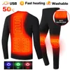 Heated Motorcycle Jacket Men Women Heated Thermal Underwear Set USB Electric Suit Thermal Clothing For Winter S-5XL 231226