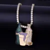 Sprite Bottle Purple Cup Pendant Necklace Iced Out Men's Hip Hop Jewelry Gold Silver Color Cubic Zircon Tennis Chain2561