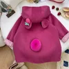 Vestiti invernali per neonate Cappotto rosa baby Autunno inverno Orso Giacca di lana Capispalla lunghi per bambini 231225