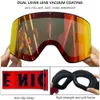 UV400 lunettes de Ski magnétiques Double couche lentille polarisée Ski Anti-buée Snowboard pour hommes femmes lunettes ensemble de lunettes 231226