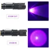 Nieuwe draagbare lantaarns 100 LED UV LED-zaklamp Mini LED-zaklamp 395 nm golflengte Violet licht Zoombaar huisdier Urine Schorpioen Vrouwelijke hygiënedetector