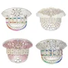 Rhinestones Düğün ışıltılı Fedora Sequin Hat Novyty-Party Hat Tatil Kaptan Şapkası Gelin Duş 231225