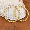 Orecchini a cerchio Huitan color oro a forma di torsione grande da donna accessori per temperamento da sposa di lusso gioielli alla moda