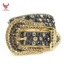 Sparkle Wtern Cowboy Leather Diamond Men Studded Crocodile Pu Golden Rhintone Digner Beltsimon9042640