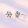أقراط مسمار الأزياء 925 Streling Silver Moissanite Diamond Diamond Snowflike Ear -ear arring arring for the girlfriend gift hift