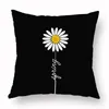 Kudde 45x45cm Daisy Pillow Case Peach Skin Yellow Flower Creative Text Cover