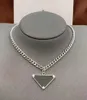 2022 Womens Mens Luxury Designer Necklace Chain Fashion Jewelry Black White P Triangle Pendant Design Party Silver Hip Hop Punk Me8343245