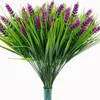 Flores decorativas artificiais 7 cabeça flor de plástico lavanda planta falsa casamento casa decoração de jardim buquê de noiva produtos domésticos