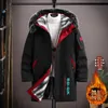 2023 Autumn and Winter Fashion Trend Long Cotton Padded Jacket Men s Casual Loose Plus Fleece tjock varm storrock 231226