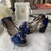 Robe chaussures lolita fait à la main fleur mariage thé fête noir épais talons hauts 6cm vintage japonais luxe goth